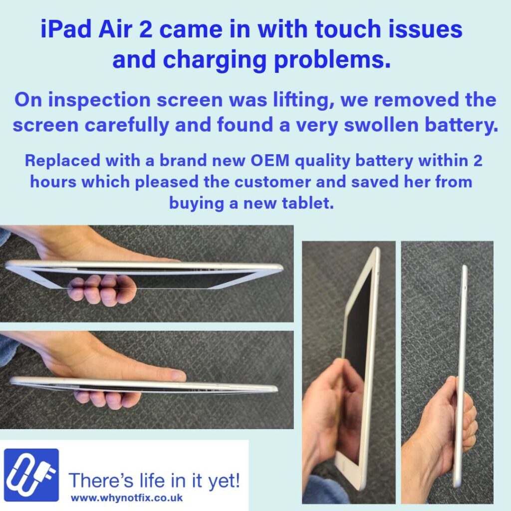 iPad Air 2 Swollen Battery Replacement - Tablet Repair in Ashford by Why Not Fix
