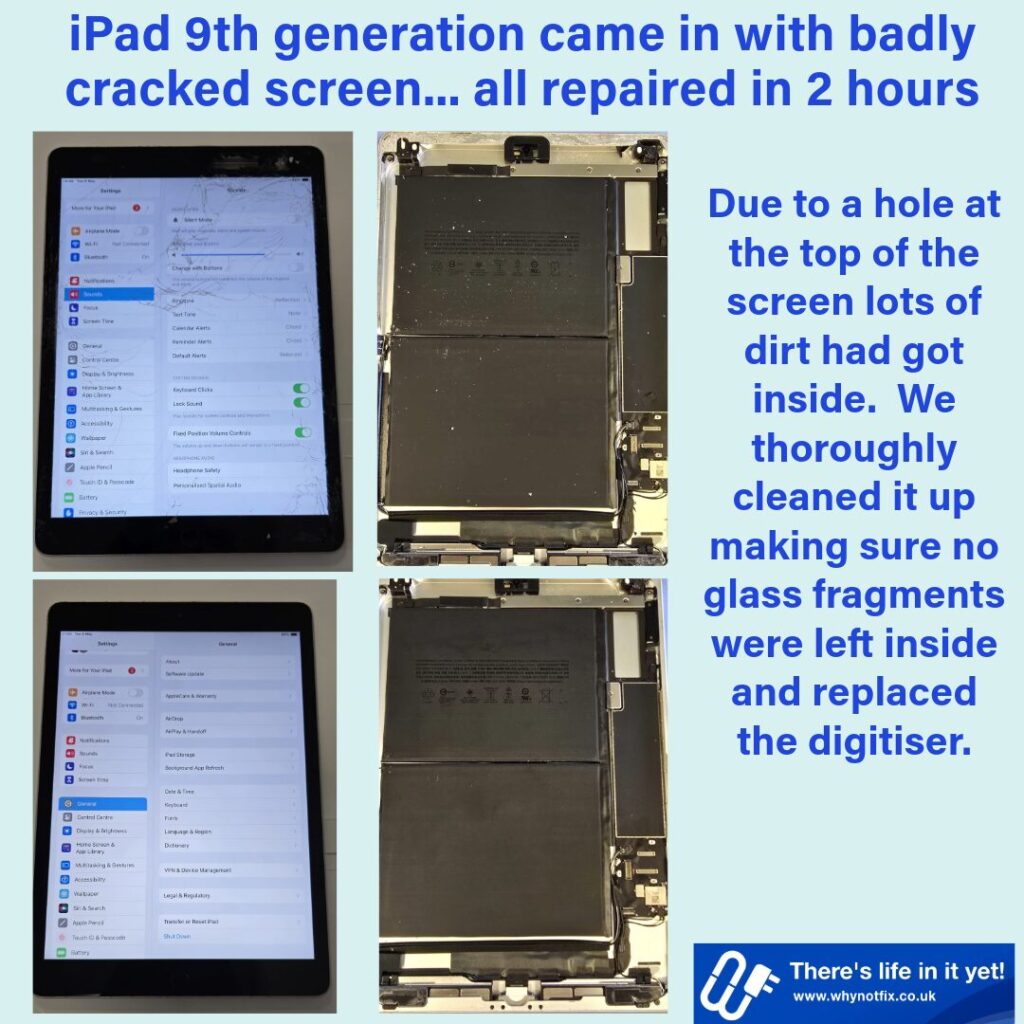 iPad 9th Gen Screen Repair - Tablet Repair in Ashford by Why Not Fix