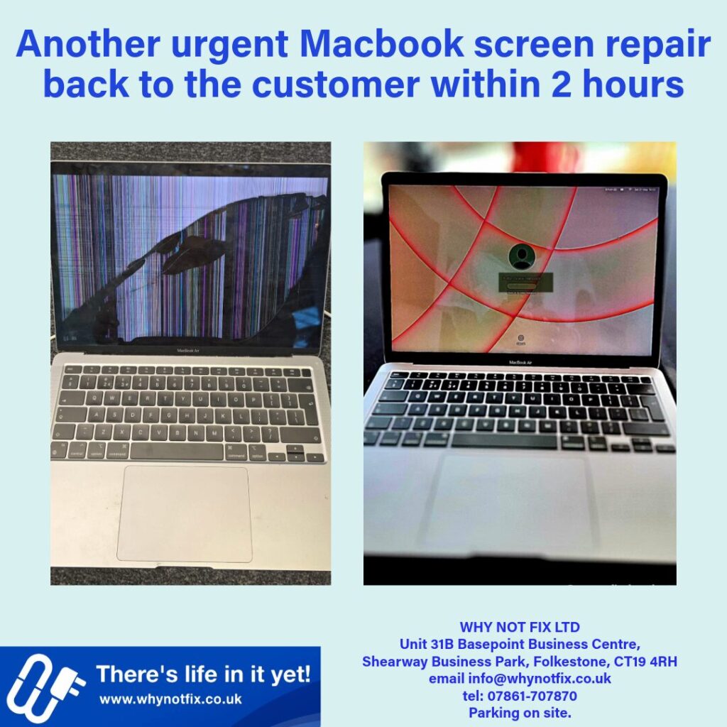 Urgent MacBook Screen Repair - MacBook Repair in Ashford by Why Not Fix